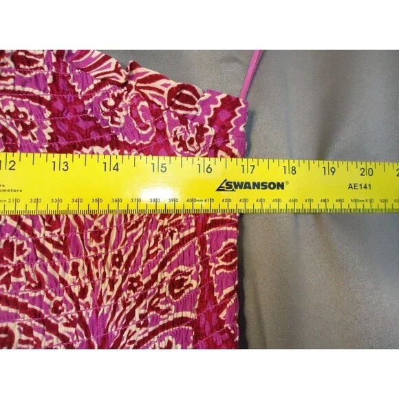 Knox Rose One Shoulder Smocked Maxi Dress Women Large Pink Floral Spring Cottage - Picture 7 of 9